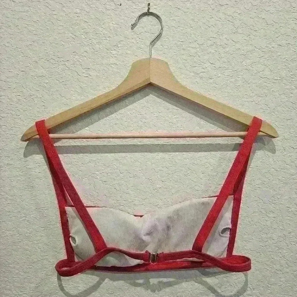 Ribbed Bikini Top in Fire Red - Picture 4 of 4